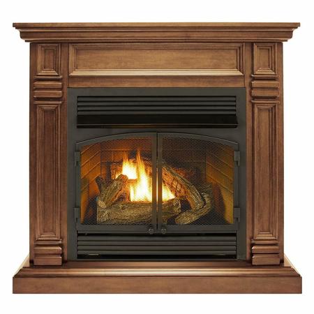 DULUTH FORGE Dual Fuel Ventless Gas Fireplace With Mantel - 32,000 Btu, Remote Co DFS-400R-2TA